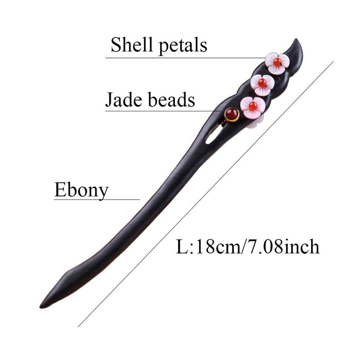 Wooden Hair Stick for Women Girl 7.08 Black Ebony Carved Hair Pins for Long Hair Handmand Hair Accessories for Buns (Model F)