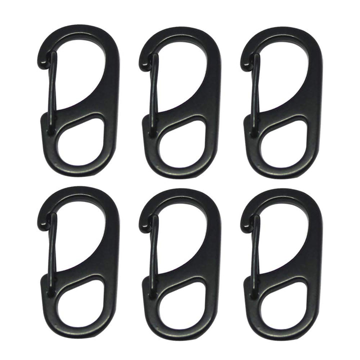 Small Metal Carabiner Paracord Clips Snap Hooks with Fixed Eye(0.39/0.47in) Spring Clasps Keychain Buckles, 1 Pcs Large(1.85in) 5 Pcs Small(1.25in) Black