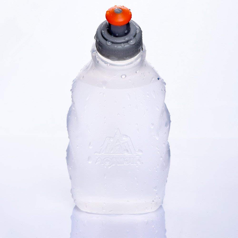 2 Pcs Sports Collapsible Water Bottle BPA Free + 2 Pcs Replacement Straws Lid - TPU Soft Drink Water Kettle Foldable Flask for Hiking Bicycling Running Climbing (2pcs-250ML)