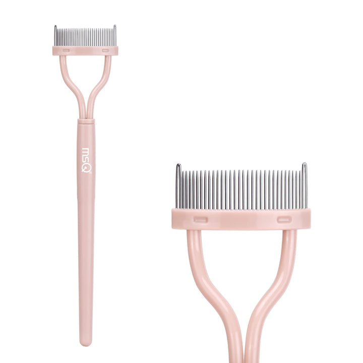 Eyelash Separator Eyelash Comb Lash Separator Tool Mascara Brush Eyelash Brush Separator Mascara Comb Arc Designed Mascara Applicator With Cover Naked Pink (1PCS)