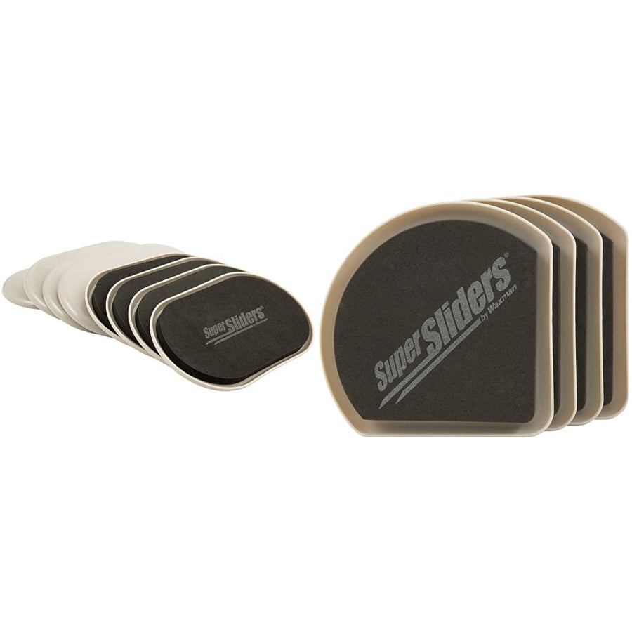 Multi-Sized Oval Reusable Furniture Sliders for Hard Surfaces - Effortless Moving and Surface Protection, Beige (8 Pack)