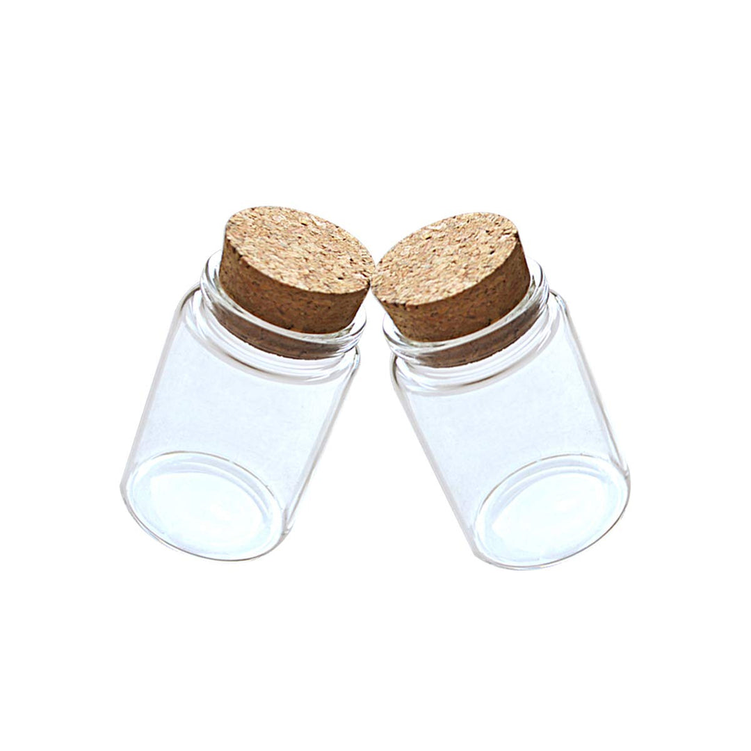 2pcs Empty Clear Glass Bottles Vials with Cork Stopper Storage Jars 47mm Bottle Diameter (47x70x33mm 80ml)
