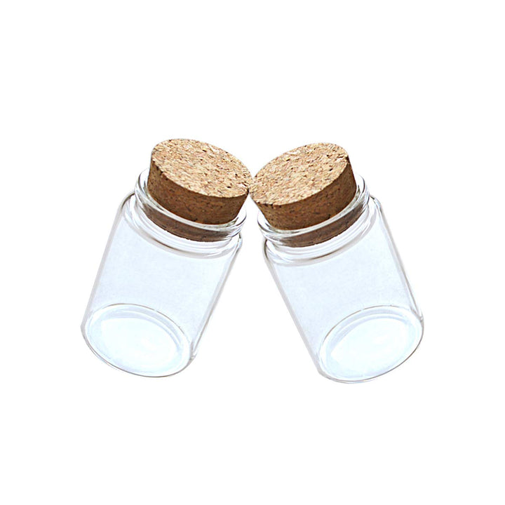 2pcs Empty Clear Glass Bottles Vials with Cork Stopper Storage Jars 47mm Bottle Diameter (47x70x33mm 80ml)