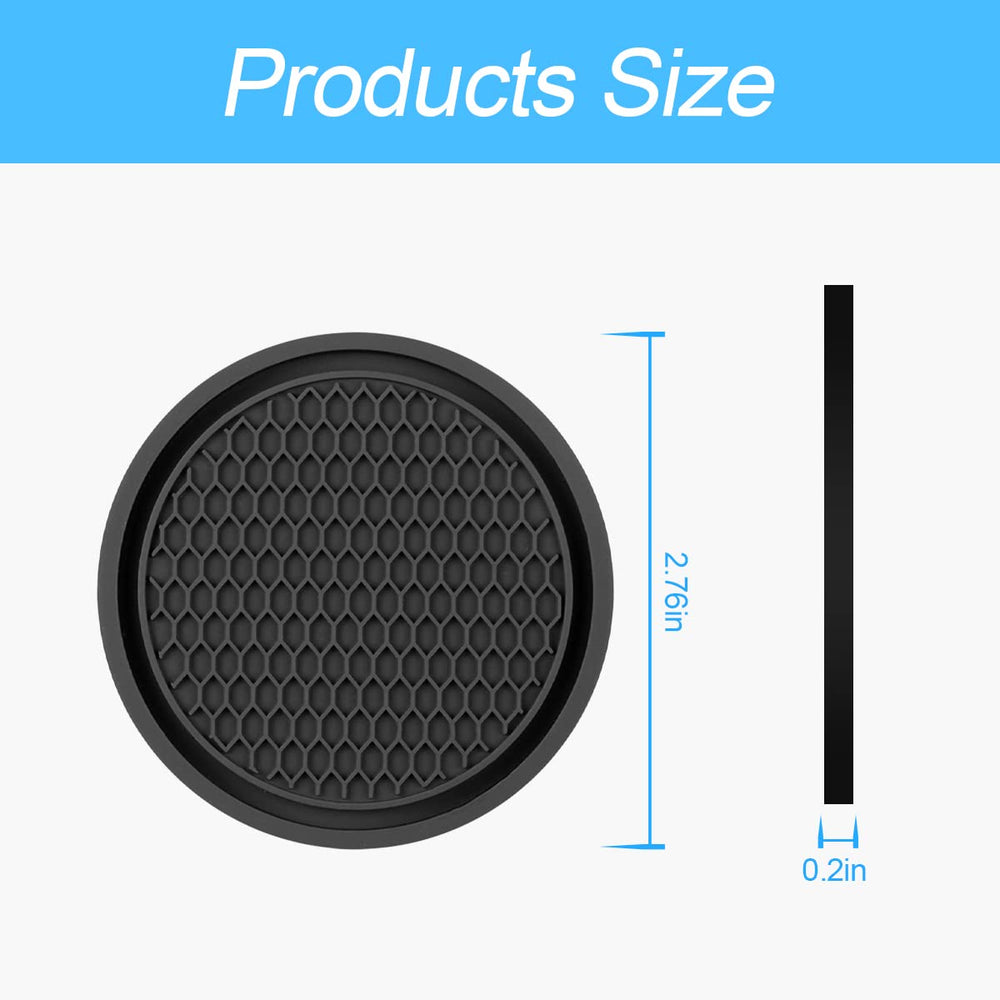 4 Pack Car Cup Holder Coaster, 2.75 Inch Diameter Non-Slip Universal Insert Coaster, Durable, Suitable for Most Car Interior, Car Accessory for Women and Men (Black)