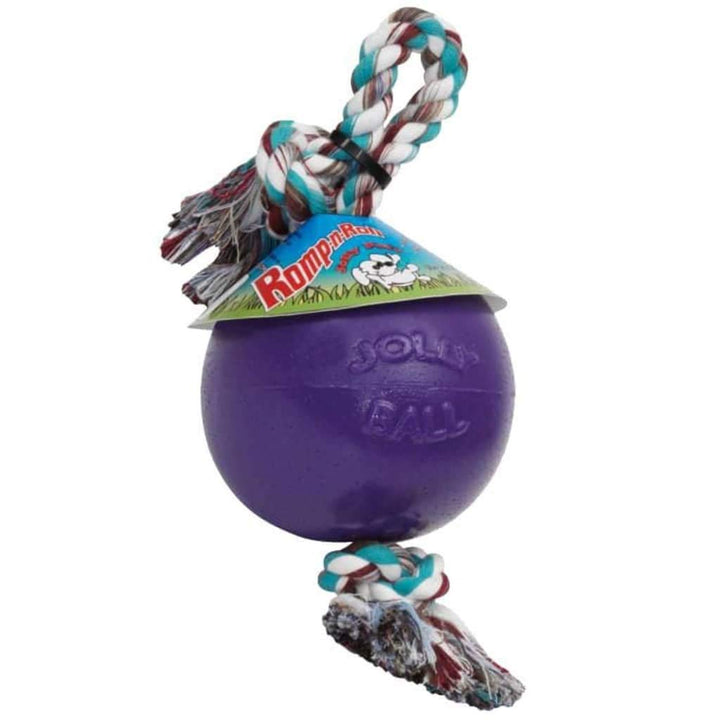 Romp-n-Roll Rope and Ball Dog Toy, 8 Inches/Large, Purple, Large Breeds