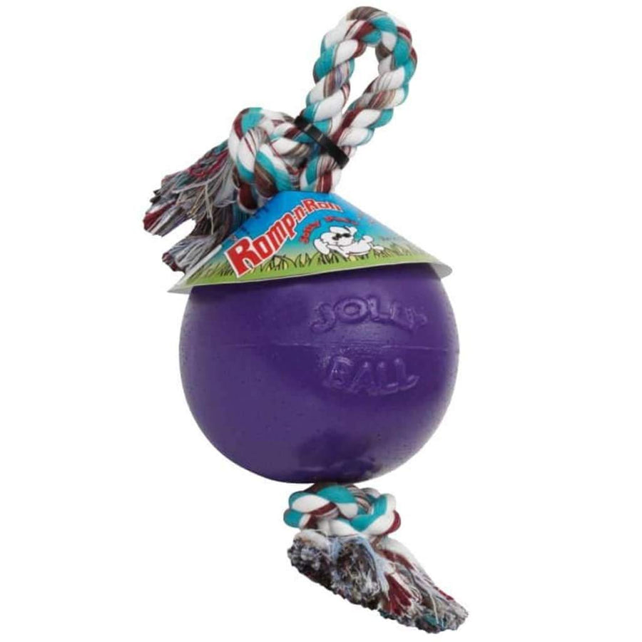 Romp-n-Roll Rope and Ball Dog Toy, 8 Inches/Large, Purple, Large Breeds
