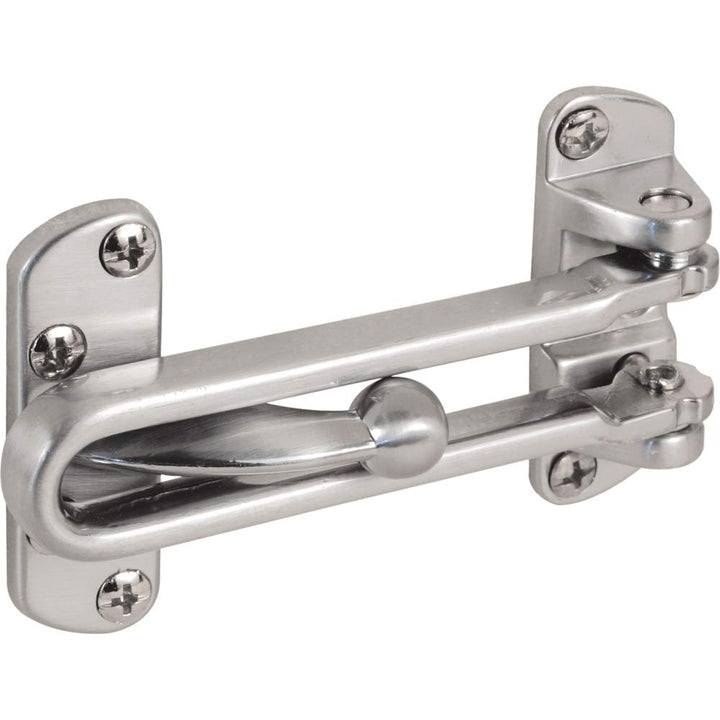 Prime-Line U 9901 Swing Bar Lock for Hinged Swing-In Doors – Secondary Security Lock for Door & Security, 3-7/8 in. Bar Length, Diecast Zinc Construction, Brushed Chrome Finish (Single Pack)