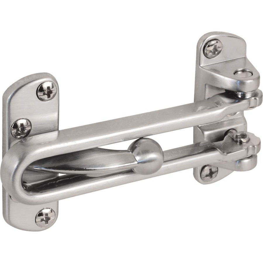 Prime-Line U 9901 Swing Bar Lock for Hinged Swing-In Doors – Secondary Security Lock for Door & Security, 3-7/8 in. Bar Length, Diecast Zinc Construction, Brushed Chrome Finish (Single Pack)