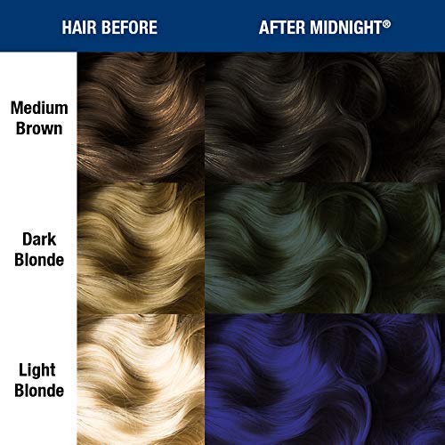 After Midnight Hair Color - Amplified - Semi Permanent Hair Dye - Dark Navy Blue - Green Undertones - For Dark & Light Hair - Vegan, PPD & Ammonia-Free - For Coloring Hair on Women & Men