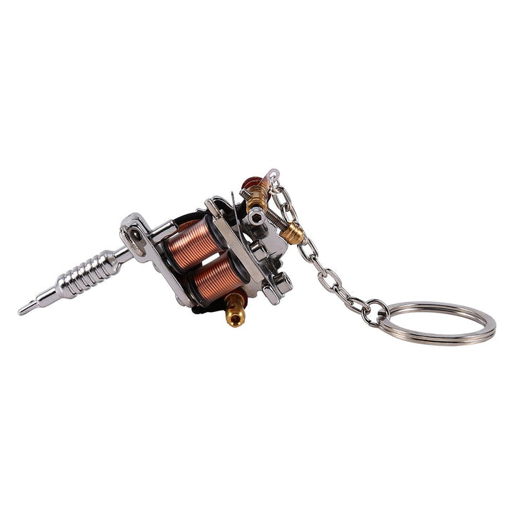 Mini Key Chain, 1PC Portable Keychain & Key Ring for Tattoo Machine Gun as Pendant Ornament Jewelry Design Supply (Silver Tone)