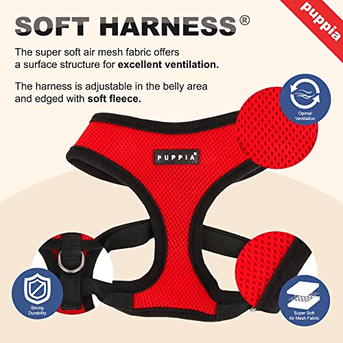 Authentic Soft Dog Harness, Red - Medium
