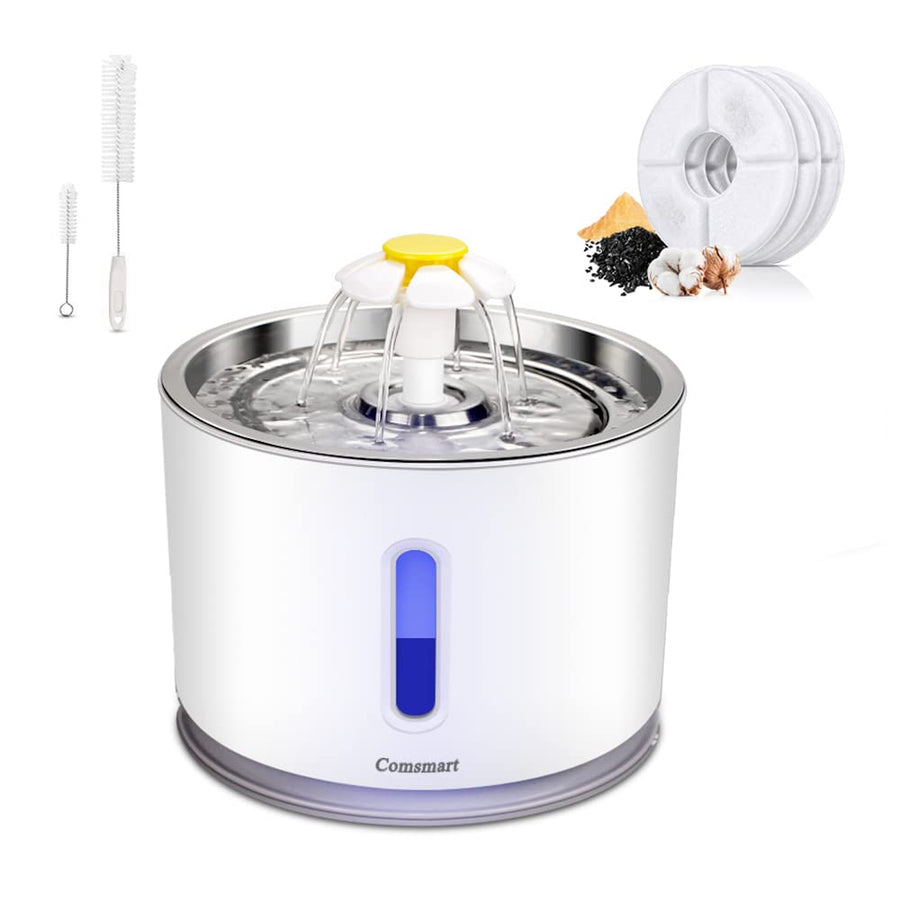 Cat Water Fountain, 81 Ounce/2.4 Liters LED Pet Fountain Stainless Steel Automatic Drinking Water Dispenser for Cats, Dogs, Other Pets