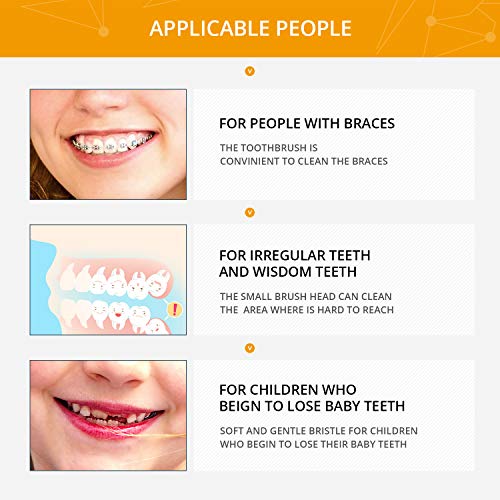 6 Pieces Tuft Toothbrush Tufted End-tuft Soft Trim Single Compact Interdental for Detail Cleaning Tapered Brush(Cyclinder Brush)
