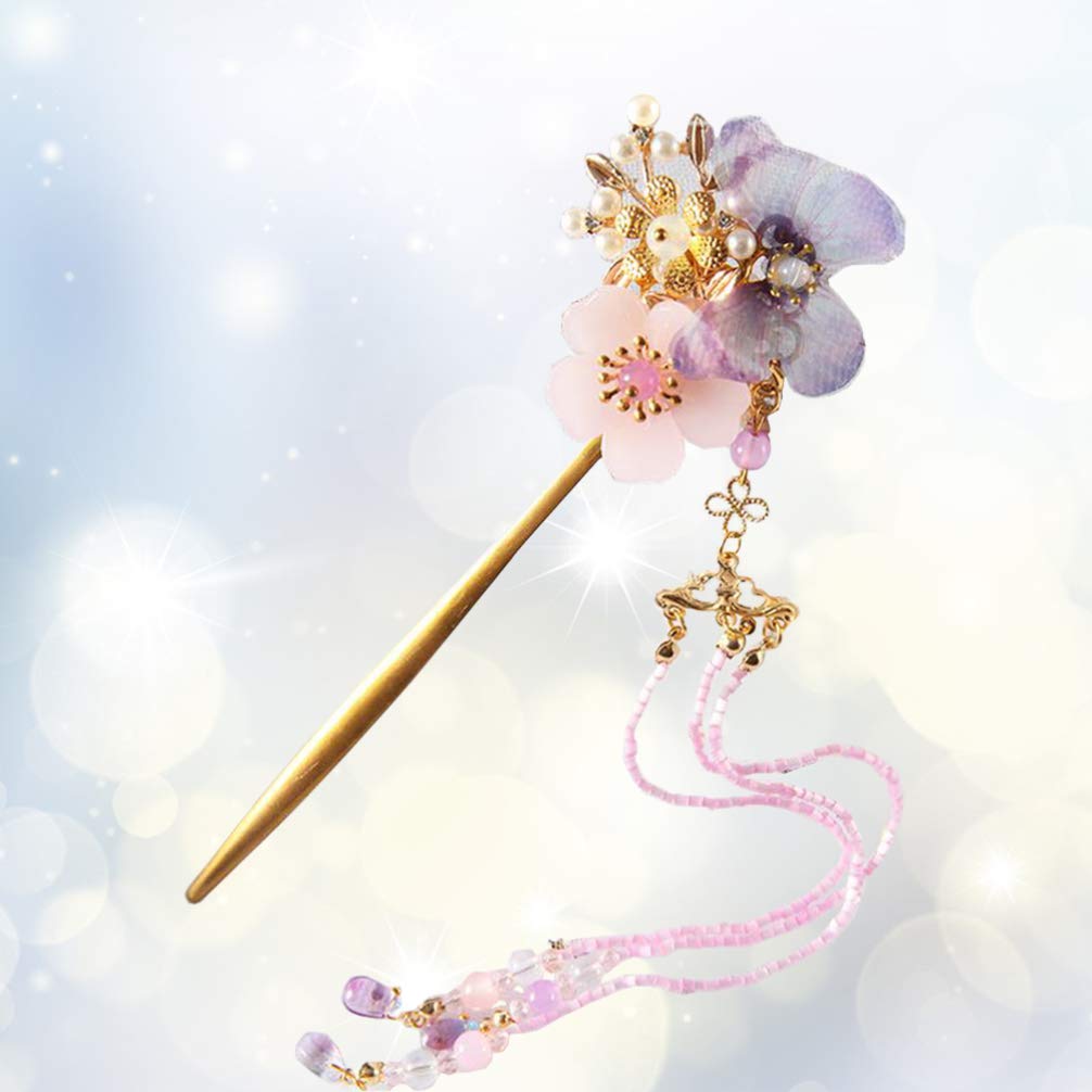 Retro Butterfly Hairpin,Beautiful Classical Headwpiece Vintage Cultural Hair Pin Bead Tassel Hair Sticks Pin for Hair Styling