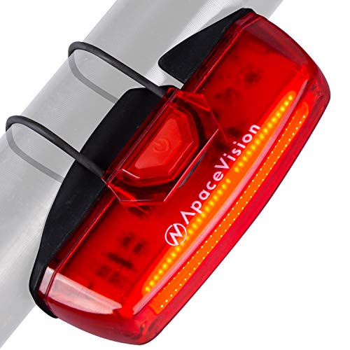 Bike Tail Light USB Rechargeable by Apace - Super Bright 100 Lumens LED Bicycle Rear Light Easily Clips on as a Red MTB Taillight for Optimum Cycling Safety