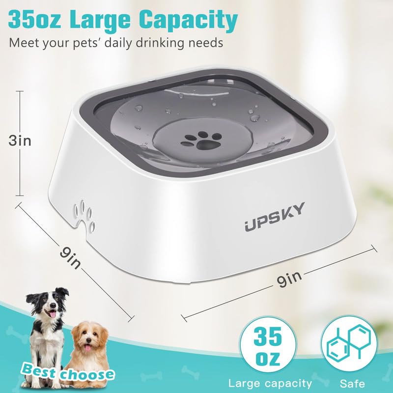 Dog Bowl Dog Water Bowl No Spill Pet Water Bowl No Drip Slow Water Feeder Dog Bowl No-Slip Pet Water Dispenser 35oz Slow Drinking Bowl for Dogs and Cats