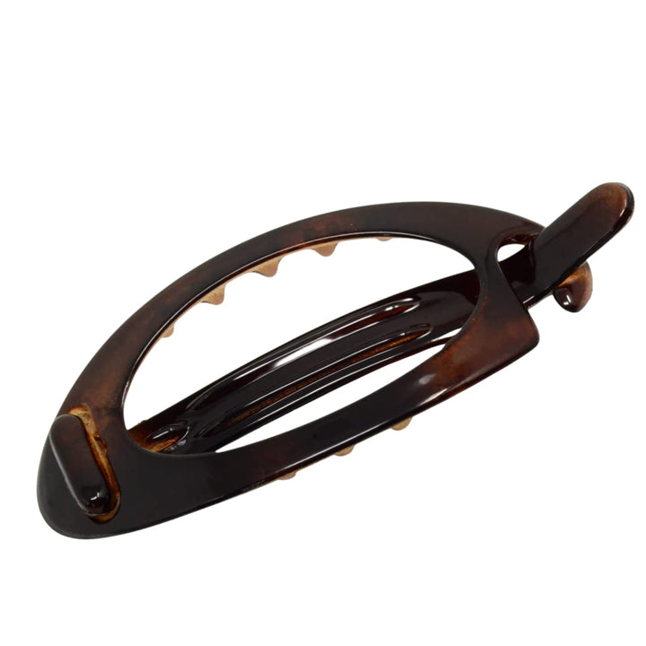 French Plain Oval Simple 2 1/4 Inch Small Tortoise No Metal Hair Clip Barrette (Shell)