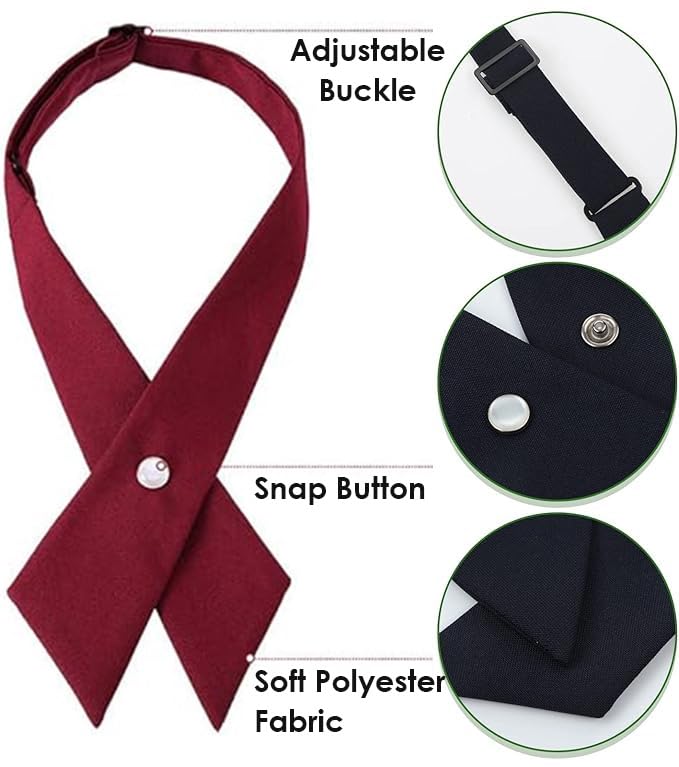2 Pcs Cross Tie Work Tie Adjustable School Uniform Business Bow Tie Perfect for Party Shirt Accessories for Women or Girls