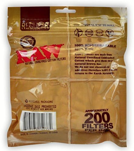 200pc Raw Unbleached Filters - Unrefined Cotton Cigarette Filters