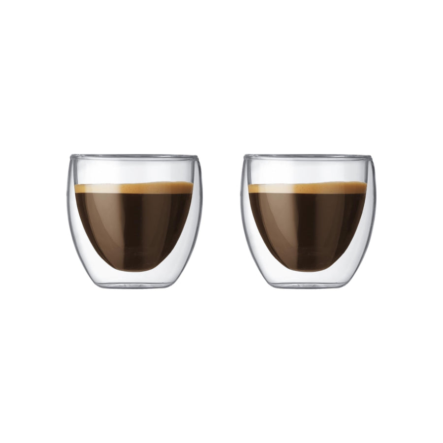 2.5oz Pavina Double Wall High-Heat Borosilicate Glass, Set of 2, Clear