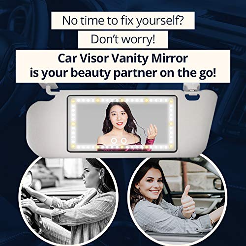 Car Visor Vanity Mirror - Rechargeable LED Light Makeup Mirror - Universal Car Sun Visor Mirror - Innovative All Car Mirror Accessories