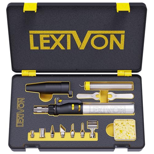 Butane Soldering Iron Multi-Purpose Kit | Cordless Self-Igniting Adjustable Flame 7-Tip Set | Pro-Grade (LX-770)