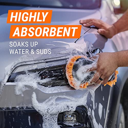 Microfiber Car Wash Mitt and Pad Set , Machine Washable, Highly Absorbent Cleaner for Dirt and Bugs