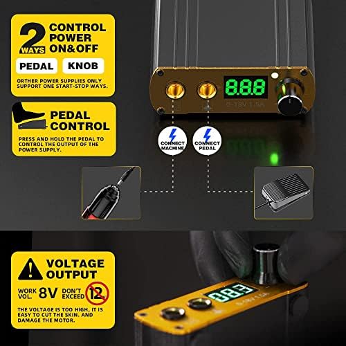 Tattoo Gun Kit, Gun Starter Kit with Anti-fatigue Mode Power Supply with 20pcs Different Type Needles Cartridges for Tattoo Artist with Portable Tool Case