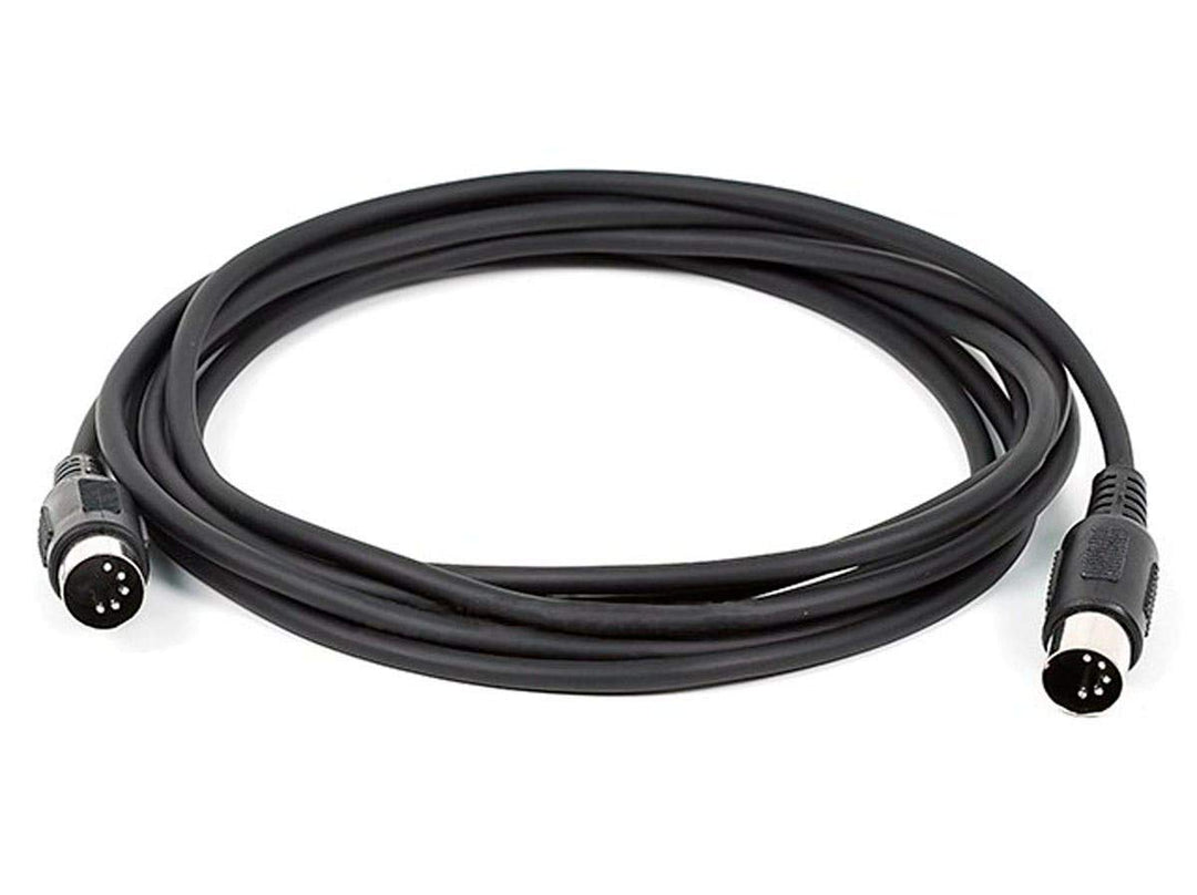 MIDI Cable - 5 Pin DIN Connectors, Shielded, Molded Connector Shells, 28 AWG, 10 Feet, Black