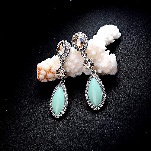 NorthStar Pearls and Jewelry: Statement Hang Drop Earrings for Adults, Bohemian Style in Silver-tone color. Shiny Blue Resin Fashion Tear Drop Earrings.