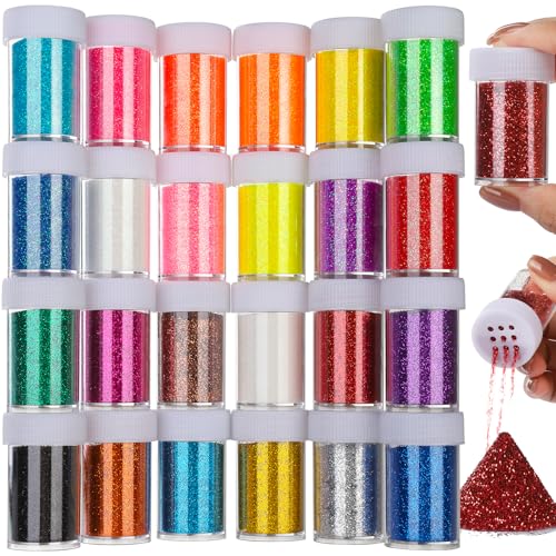 Fine Glitter for Crafts Set, 24 Jars Hair Glitter for Face and Body Glitter, Extra Fine Glitter for Resin Craft Glitter, Nail Glitter