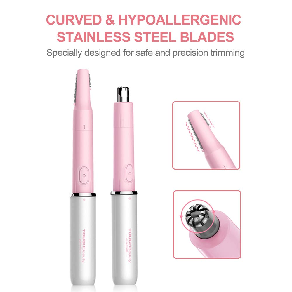 Hair Trimmer for Face Eyebrow Nose Ear Body Hair Trimming, All in ONE Hair Remover for Women & Men Dual Blades Shaver Battery Powered TB-1458