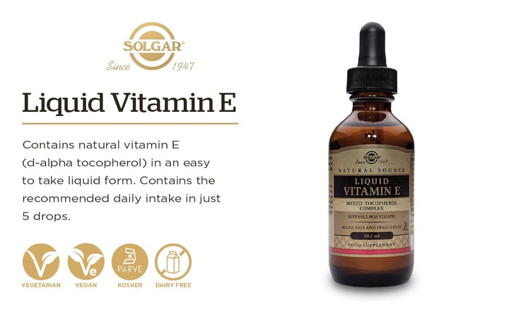 Liquid Vitamin E (with Dropper) - 2 fl oz - Mixed Tocopherol Complex - Non-GMO, Vegan, Gluten Free, Dairy Free, Kosher - 118 Servings