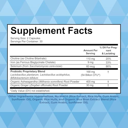 Postnatal Probiotics for Breastfeeding Women | Nursing Probiotic Capsules with Vitamins | Minerals & Antioxidants | 54 Billion CFU | Non-GMO | Vegan | 30 Servings