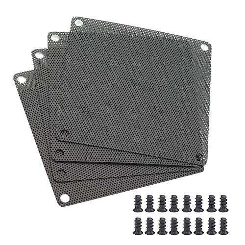 120mm Computer Fan Filter, 12cm PC Fan Dust Filter, 4.72 Inches Black PVC Dustproof Mesh Cover Guard for Computer Cooler Fan Case with M5×10 Screws - 4 Pack (120mm)