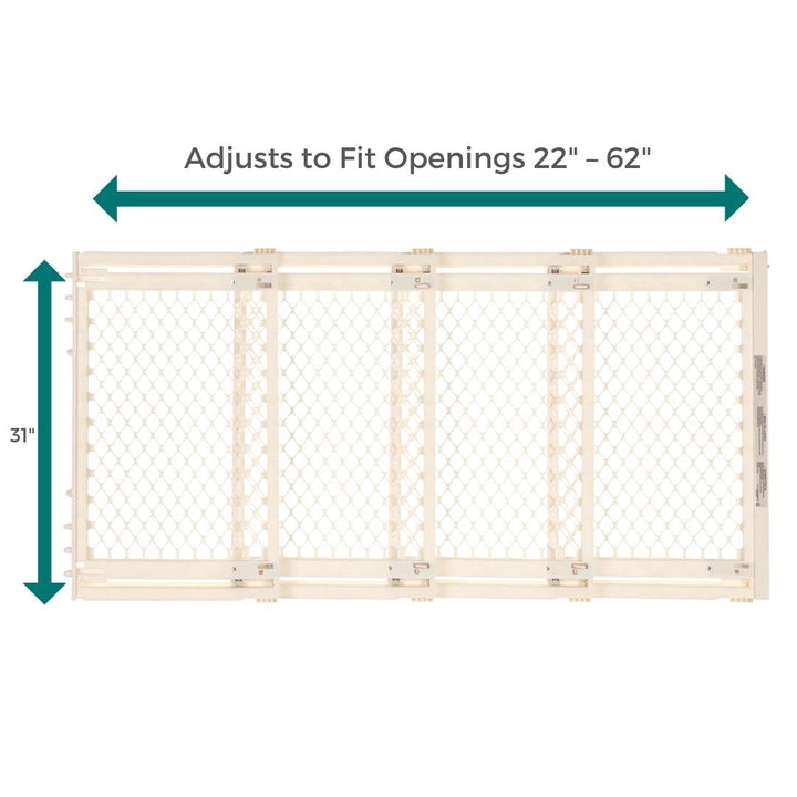 North States MyPet Extra Wide Pet Gate: Smoothly Opens in Extra Wide Spaces. Fits 22 - 62 Wide. Hardware Mount. Made in USA. 31 Tall, Ivory