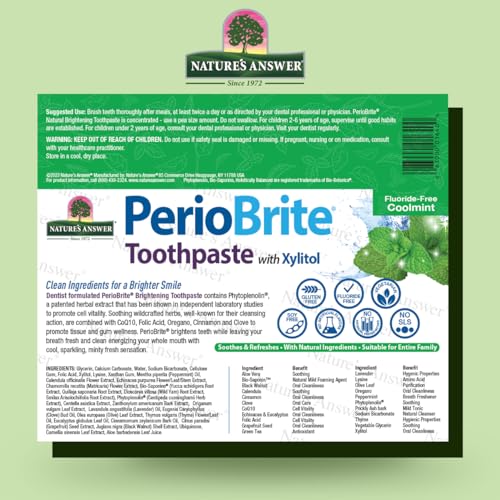 Nature's Answer Periobrite Toothpaste, 4 Ounce | Whitens Teeth | Freshens Breath | Removes Plaque | Minimizes Dry Mouth