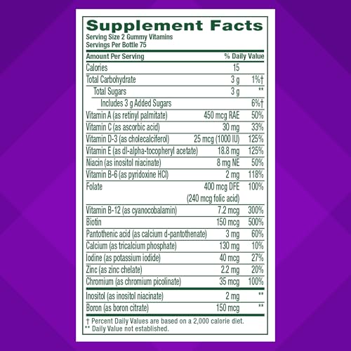 Womens Multivitamin Gummies, Berry Flavored Daily Vitamins for Women with Vitamins A, C, D, E, B-6 and B-12, 150 Count, 75 Day Supply, 150 Count