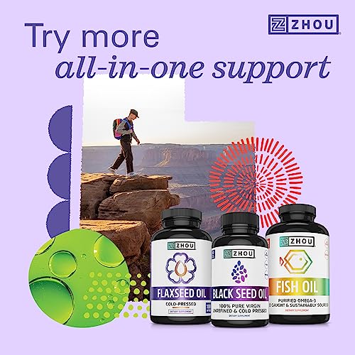 Zhou Organic Black Seed Oil - Black Cumin Seed Oil Cold Pressed, Nigella Sativa, Pure Unrefined Blackseed Liquid, Premium Supplement for Health with Thymoquinone, Omega 3 6 9 - 8 Fl Oz (Pack of 1)