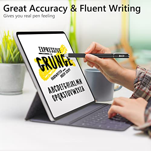 2-in-1 Stylus Touch Screen Pen for iPhone, Ipad, iPod, Tablet, Galaxy and More with 20Pcs Rubber Tips (Black)