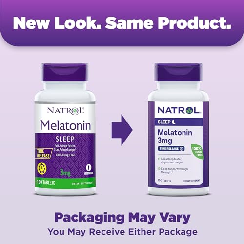Melatonin 3 mg Time Release, Dietary Supplement to Minimize Wake Ups, Nighttime Sleep Aid, 100 Tablets, Up to a 100 Day Supply