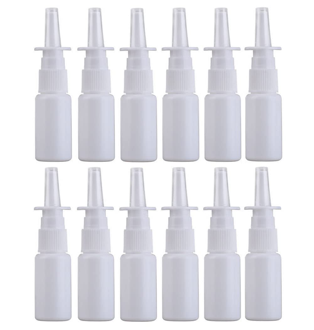 15ML: 12PCS Empty Refillable Portable Plastic Nasal Pump Sprayers Spray Bottle Makeup Water Contain