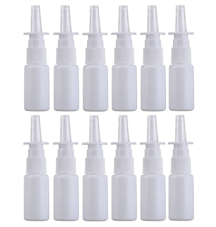 15ML: 12PCS Empty Refillable Portable Plastic Nasal Pump Sprayers Spray Bottle Makeup Water Contain