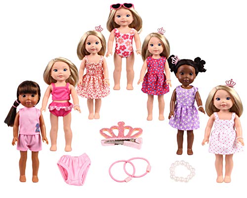14-15 inch Doll Clothes&Accessories 7set Clothes fit American Dolls Clothes(Dolls and Glasses are for Display Purposes only, not Including Dolls.)