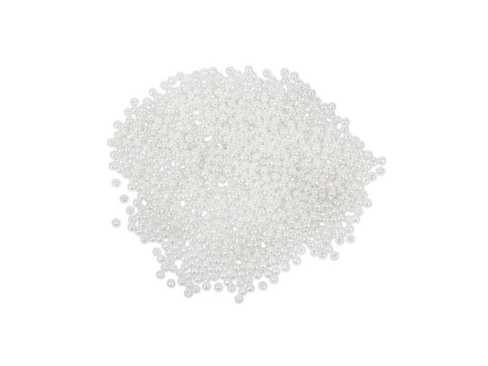 Craft Medley 850 Piece Acrylic Pearl Beads, 3mm, Sleek White