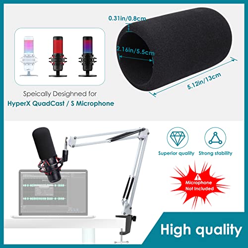 White Boom Arm for HyperX QuadCast S - White Mic Arm Compatible with Hyperx Quadcast White Microphone, Premium White QuadCast S Microphone Boom Arm Stand