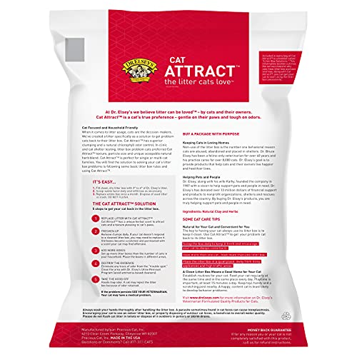 Dr. Elsey's Premium Clumping Cat Litter - Cat Attract - 99% Dust-Free, Low Tracking, Hard Clumping, Superior Odor Control, Natural Herbal Attractant, Unscented & Natural Ingredients, 40 lb