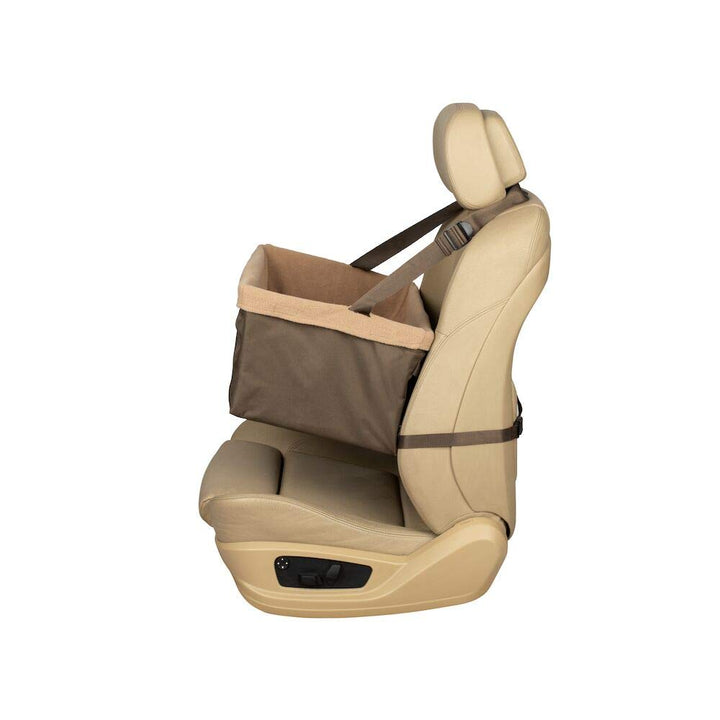 Happy Ride Booster Seat - Dog Booster Seat for Cars, Trucks and SUVs - Easy to Adjust Strap - Durable Fleece Liner is Machine Washable and Easy to Clean - Extra Large, Brown