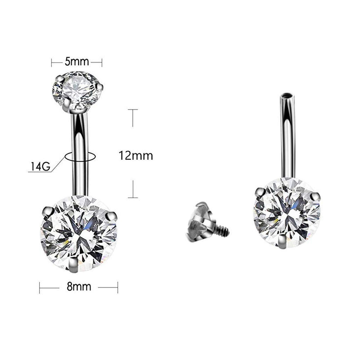14G Belly Button Ring with 316L Steel Piercing Needles and Clamp Belly Kit