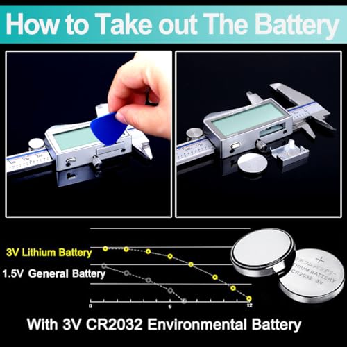 Digital Caliper, Caliper Measuring Tool with Large LCD Screen, Micrometer Caliper, Stainless Steel, Screen Splash Proof, Easy Switch from Inch Metric Fraction (6 Inch)